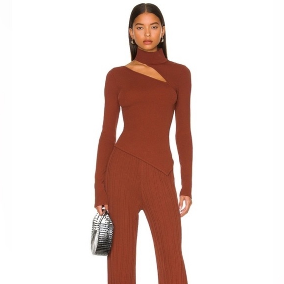 Cult Gaia ember Krislyn brown asymmetrical top Xs - Picture 1 of 2